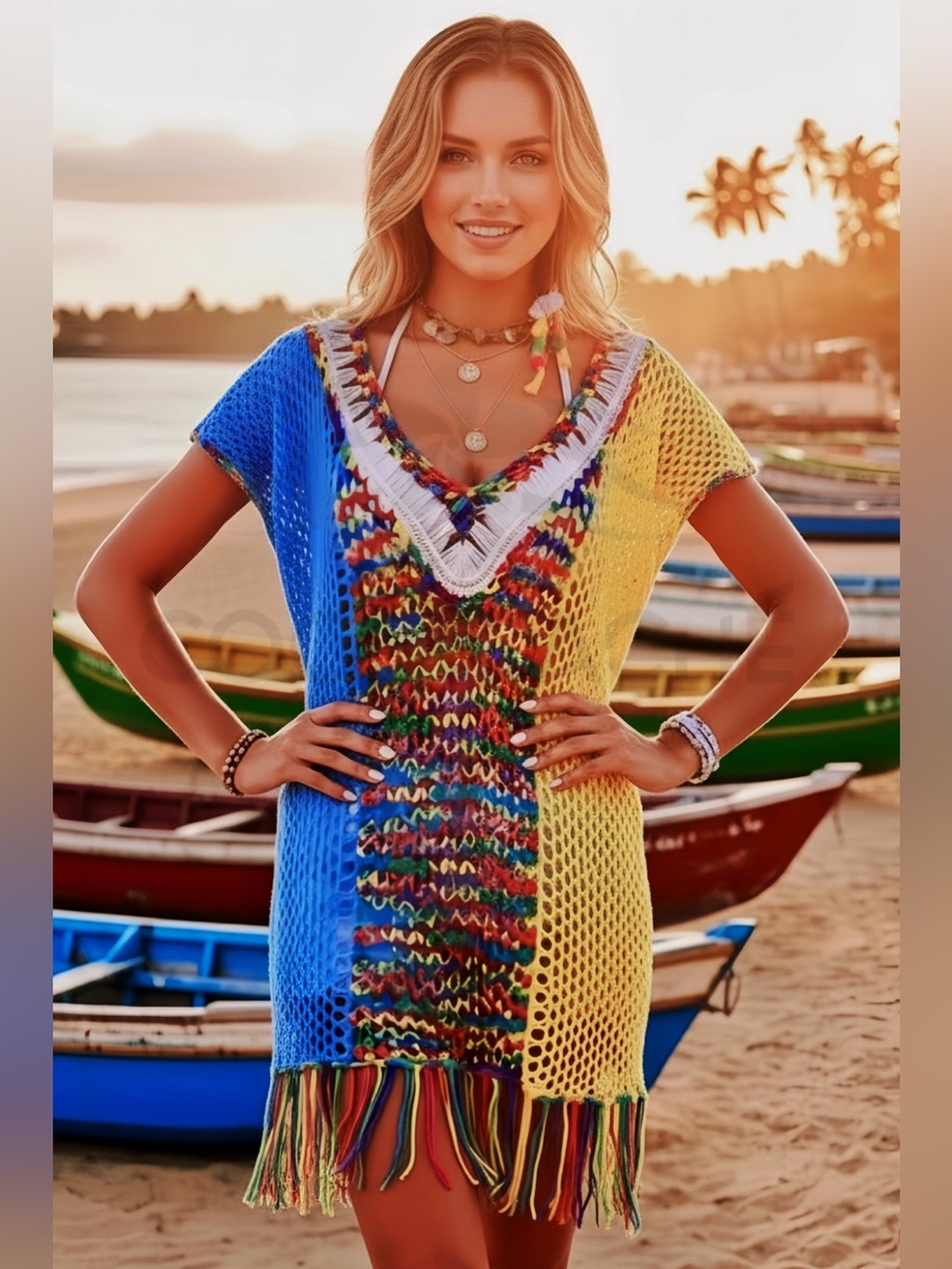 Multicolor Tunic Swimsuit Coverup - Picture 4 of 11